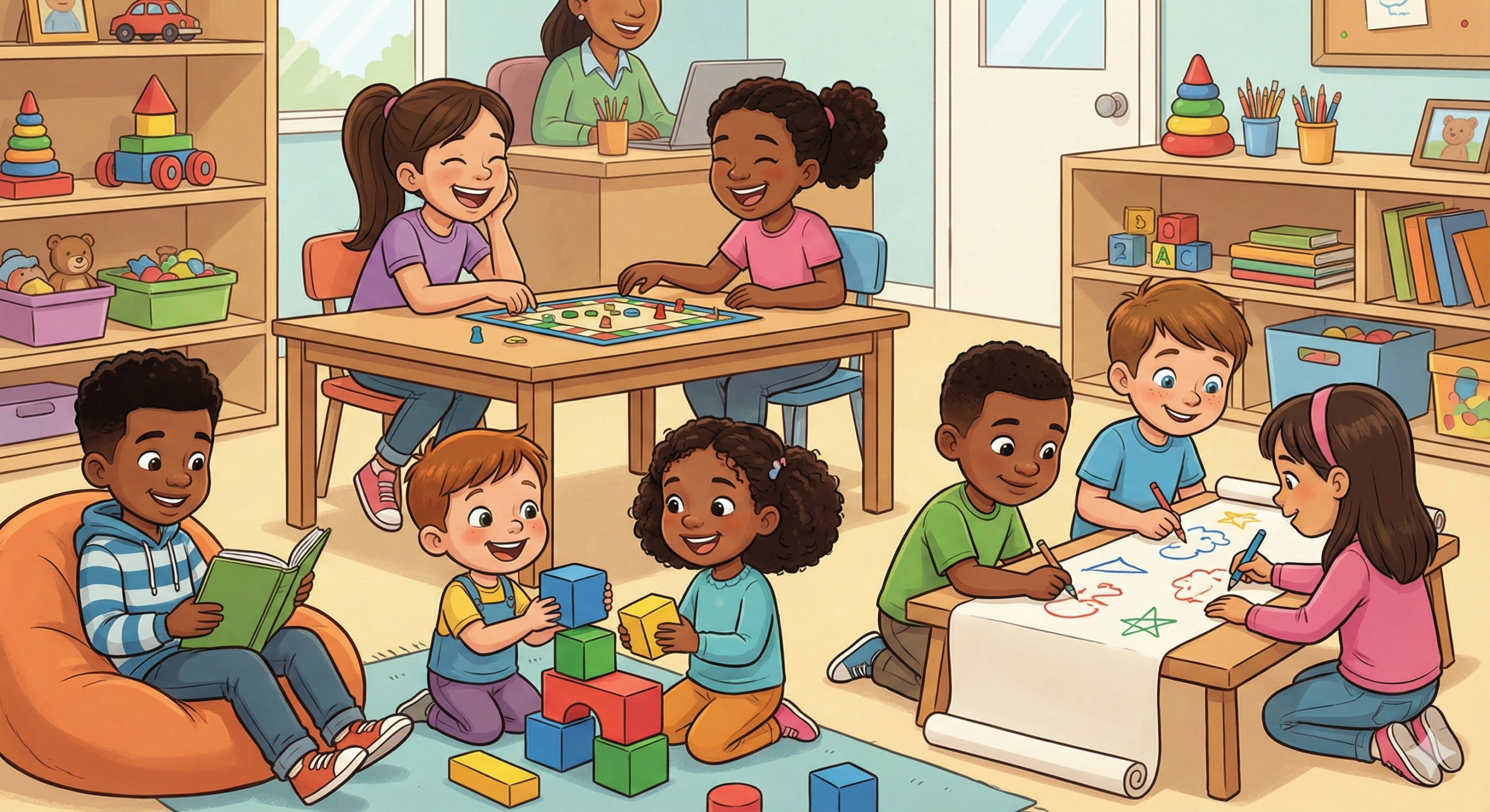 Happy children learning